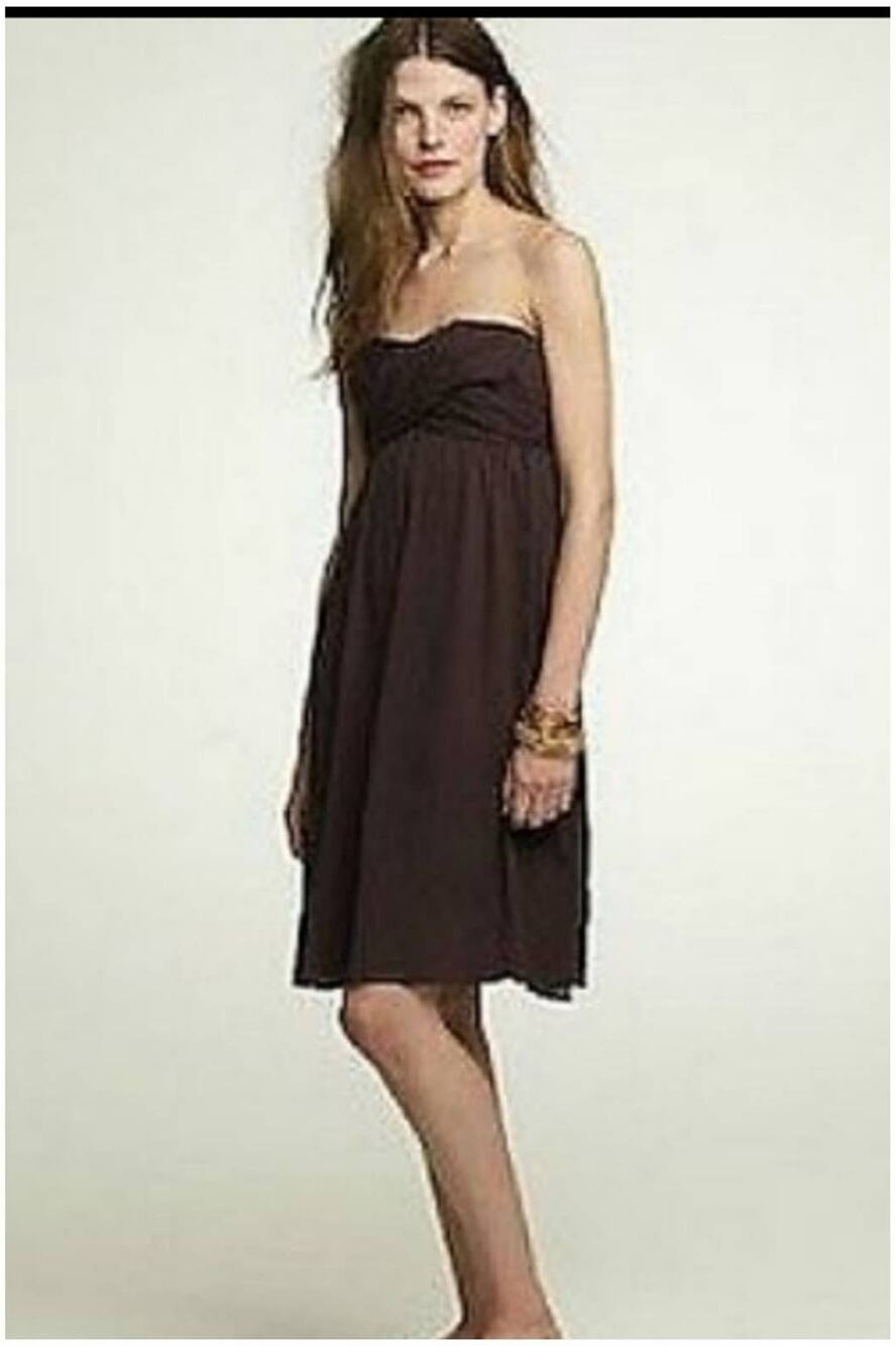 J. Crew Expresso Brown Taryn Chiffon  Strapless Dress Size 4